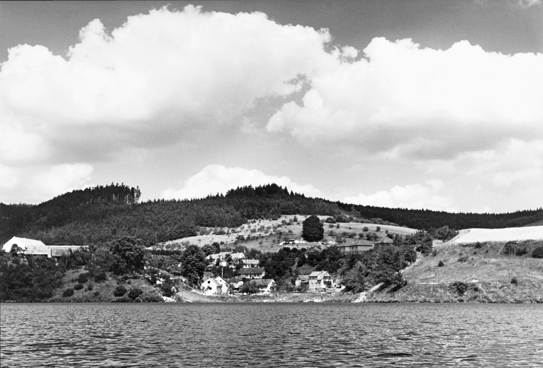 52. Lazinov – pohled na zátoku po napuštění přehrady (foto: František Továrek)